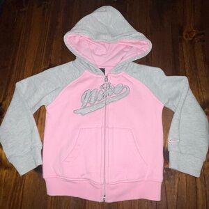 Nike Kids Zip Up Jacket with Hood in Pink and Gray Size 24m Girls Hoodie